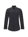 Dolce & Gabbana Black Stretch Poplin Shirt In Nero