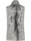 Dolce & Gabbana Shirt With Bow In Chiffon Print Fur In Grigio