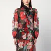 Dolce & Gabbana Shirt With Bow In Chiffon With Floral Print In Multicolor