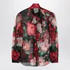Dolce & Gabbana Shirt With Bow In Chiffon With Floral Print In Multicolor