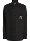 Dolce & Gabbana Cotton Tuxedo Shirt With Heraldic Patch In Black
