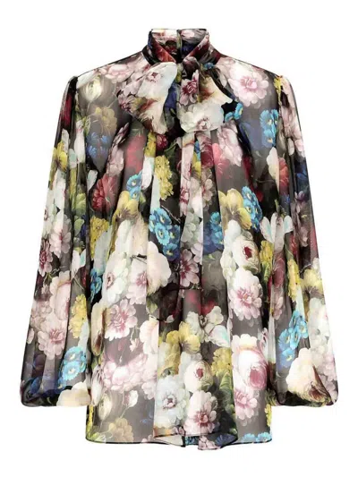 Dolce & Gabbana Dolce&gabbana Silk Night Flower Print Shirt In Multicolor