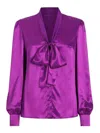 Dolce & Gabbana Pussy-bow Silk-chiffon Blouse In Rojo