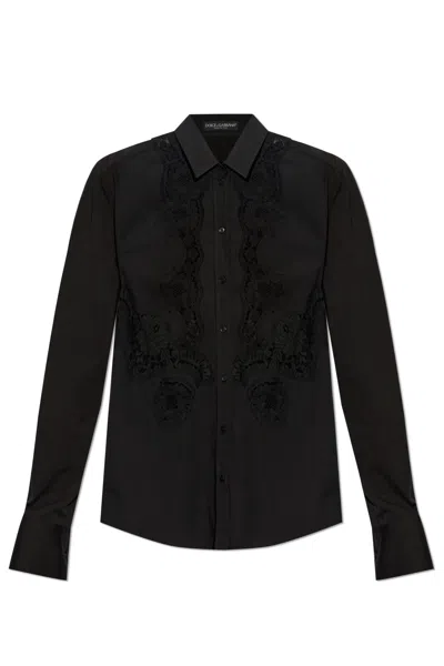 Dolce & Gabbana Shirt With Lace In Black
