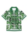 Dolce & Gabbana Majolica Poplin Print Shirt In Green