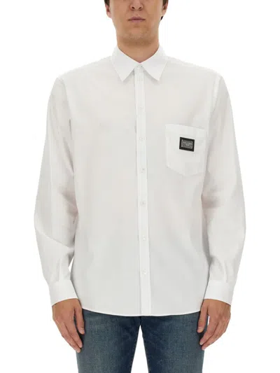Dolce & Gabbana Shirt With Logo Plaque In White