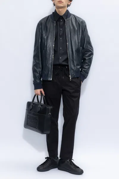 Dolce & Gabbana Cotton Martini-fit Shirt With Branded Tag In Black
