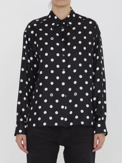 Dolce & Gabbana Shirt With Polka-dot Print In Black