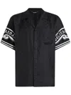 Dolce & Gabbana Black Shirt With Logo Print On The Sleeves In Silk Man In Black