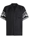 Dolce & Gabbana Black Shirt With Logo Print On The Sleeves In Silk Man In Black
