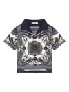 Dolce & Gabbana Cargo-print Poplin Shirt In Blue