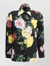 Dolce & Gabbana Multicolor Shirt With Oversize Pointed Collar And All-over Floral Motif In Silk Stretch Woman