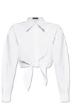 Dolce & Gabbana Cropped Tie-front Cotton-blend Poplin Shirt In White