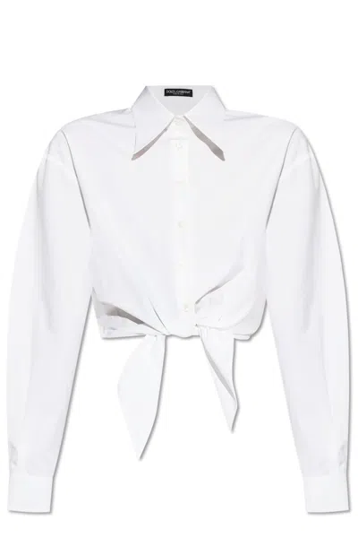 Dolce & Gabbana Shirt With Tie Detail In White