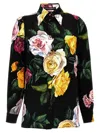 Dolce & Gabbana Multicolor Shirt With Oversize Pointed Collar And All-over Floral Motif In Silk Stretch Woman