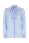 Dolce & Gabbana Silk Blend Shirt Featuring Bow Detail In Blue
