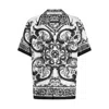 Dolce & Gabbana Maiolica Black And White Bowling Shirt With Cuban Collar And All-over Print In Silk Man In Black