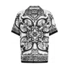 Dolce & Gabbana Maiolica Black And White Bowling Shirt With Cuban Collar And All-over Print In Silk Man In Black
