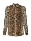 Dolce & Gabbana Silk Twill Martini-fit Shirt With Ocelot Print