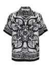 Dolce & Gabbana Maiolica Black And White Bowling Shirt With Cuban Collar And All-over Print In Silk Man In Black