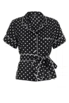 Dolce & Gabbana Short-sleeved Silk Pajama Shirt With Polka-dot Print