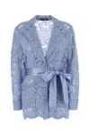 Dolce & Gabbana Camicia Pigiama In Pizzo Azzurro Donna