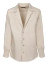 Dolce & Gabbana Long Sleeve Linen Shirt In Neutral