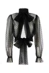 Dolce & Gabbana Lace Blouse With Bow Detail And Ruffle Cuffs In Black