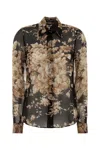 Dolce & Gabbana Printed Silk Shirt In Black