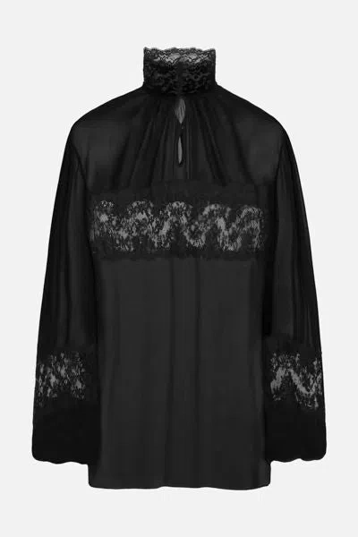 Dolce & Gabbana Lace And Georgette Blouse In Black