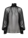 Dolce & Gabbana Sheer Chiffon Smocked Blouse In Black