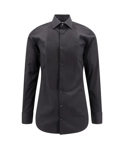Dolce & Gabbana Gold Cotton Shirt In Black