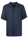 Dolce & Gabbana Blue Linen Short-sleeve Shirt With Pocket In Blue