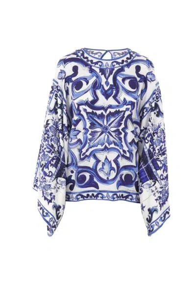 Dolce & Gabbana Shirts In Blue Majolica