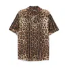 Dolce & Gabbana Leopard-print Silk Bowling Shirt In Brown