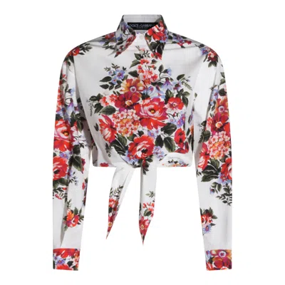 Dolce & Gabbana Cotton Shirt With A Bouquet Of Flowers Print Shirts White In Multi