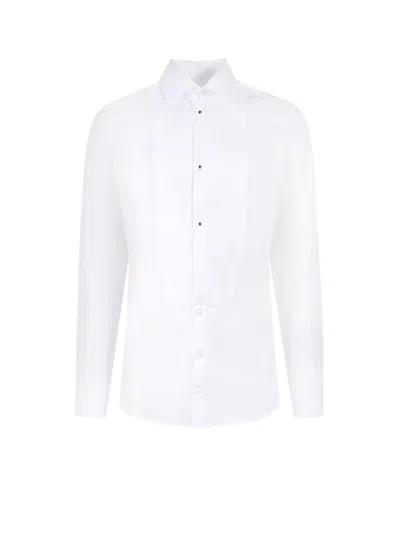 Dolce & Gabbana Cotton Shirt With Frontal Plastron In White