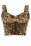 Dolce & Gabbana Printed Stretch Silk Blend Bodice In Brown