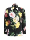 Dolce & Gabbana Multicolor Shirt With Oversize Pointed Collar And All-over Floral Motif In Silk Stretch Woman In Multicolour