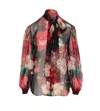 Dolce & Gabbana Shirt With Bow In Chiffon With Floral Print In Multicolour