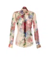 Dolce & Gabbana Bouquet Fantichi Sheer Chiffon Button-down Blouse In Multicolour