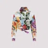 Dolce & Gabbana Multicolor Cropped Shirt With Tie Closure On The Front And All-over Floral Print In Cotton Woman
