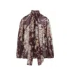 Dolce & Gabbana Silk Blouse With Floral Print In Brown