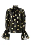 Dolce & Gabbana Silk Organza Lamé Polka Dot Blouse In Printed