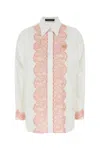 Dolce & Gabbana Lace-trim Cotton Button-down Shirt In White
