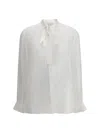 Dolce & Gabbana Dolce&gabbana Sheer Silk Chiffon Tie Neck Shirt In White