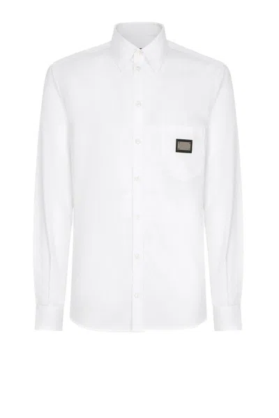 Dolce & Gabbana Logo-plaque Pocket Shirt In White