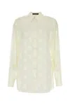 Dolce & Gabbana Devoré Satin Pussy-bow Shirt With All-over Dg Logo In White