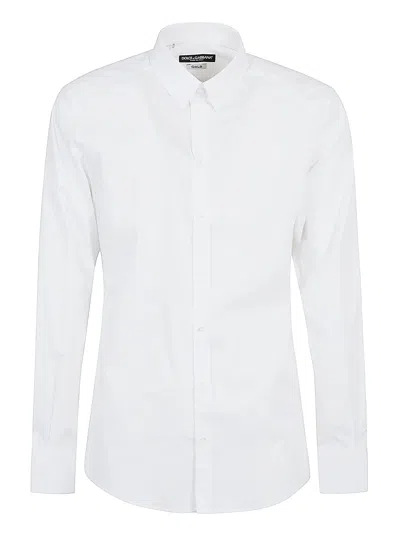 Dolce & Gabbana Cotton Micro-jacquard Martini-fit Shirt In White