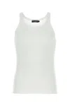Dolce & Gabbana Classic Fit Cotton Blend Tank Top With Ribbed Texture In White